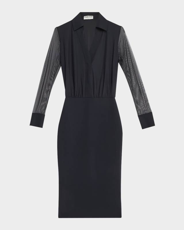 Illusion-Sleeve Bodycon Dress